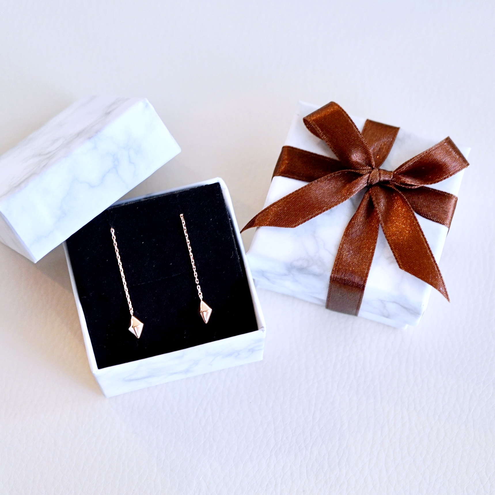 K18PG(18金) ローズゴールド 地金 菱形 チェーン ピアス シンプル  保証書付 KO-0071 242-035-c