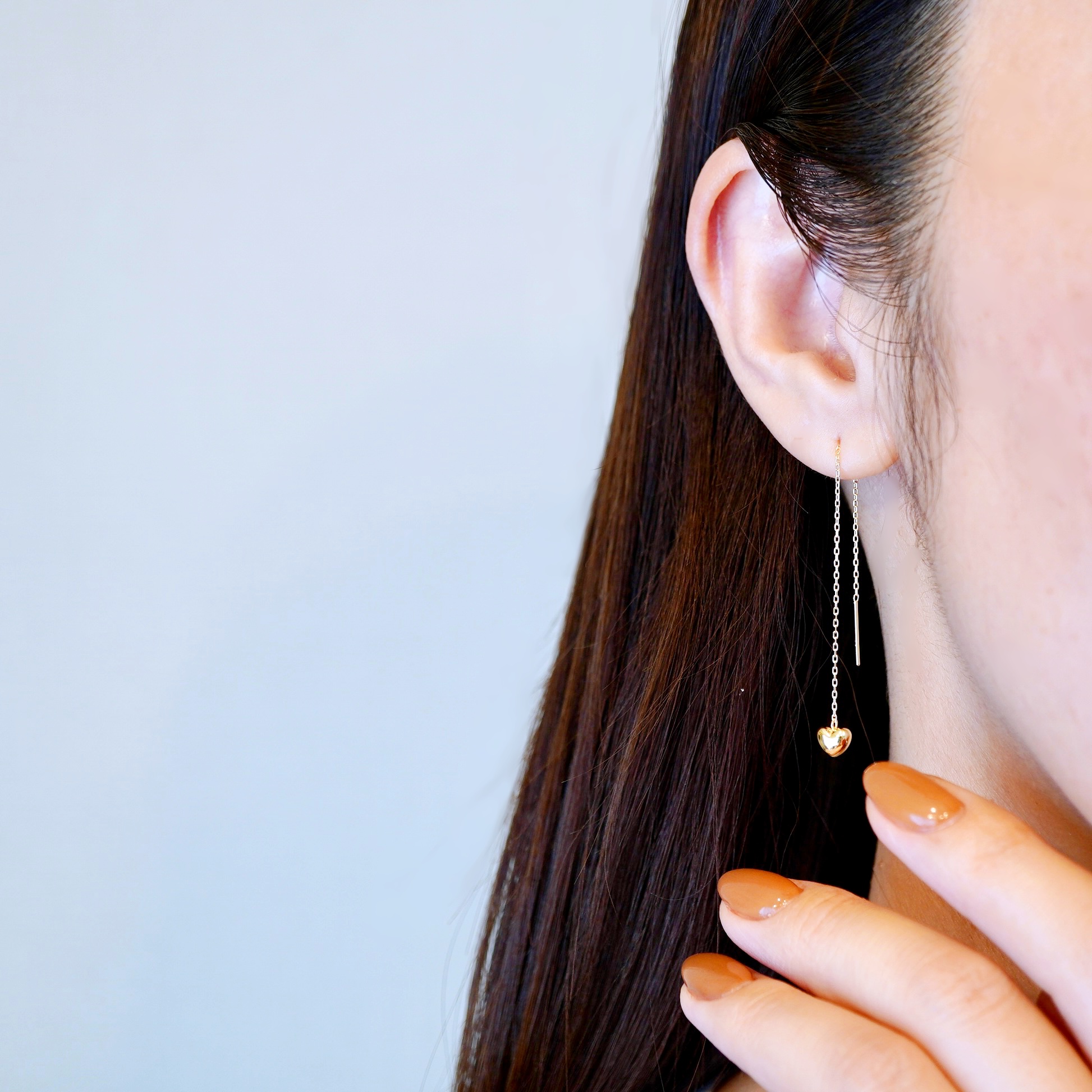 K18(18金) イエローゴールド 地金 ハート チェーン ピアス シンプル  保証書付 KO-0066 242-026-a