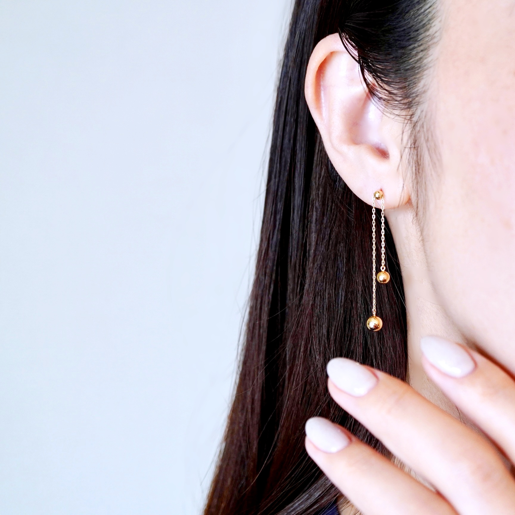 K18(18金) イエローゴールド おしゃれ 長さ調節 技あり ボール チェーン ピアス 地金  (直径3mm4mm 5mm) 保証書付 M1237-1 242-032