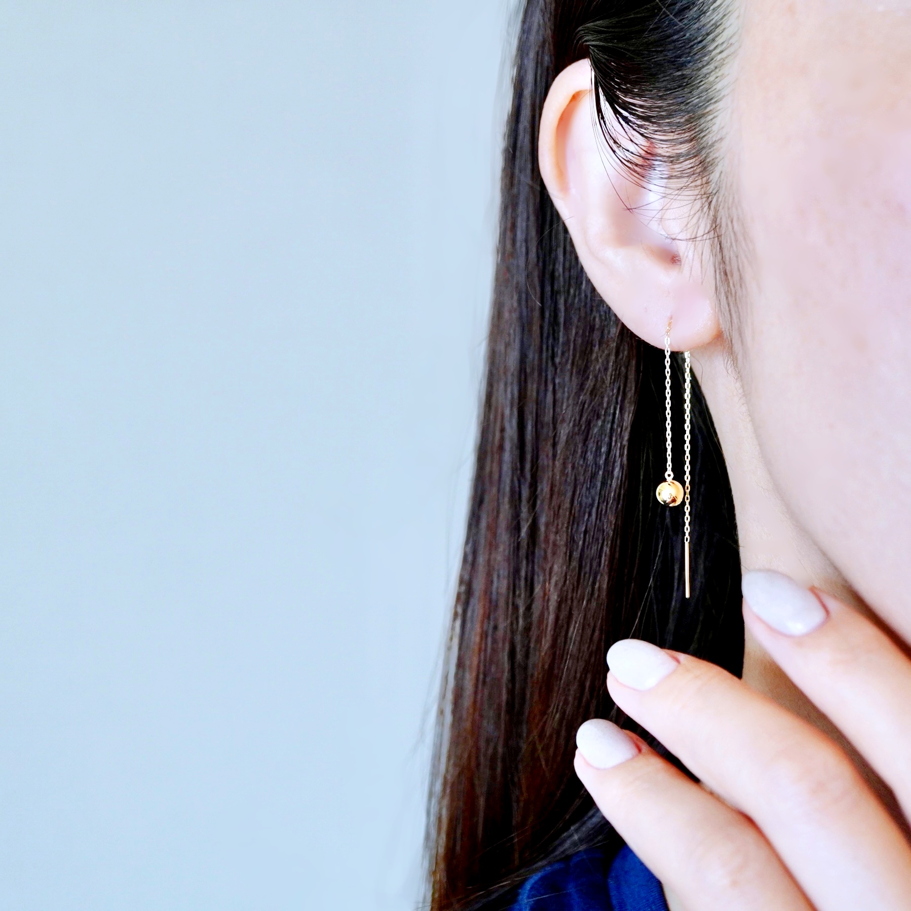 K18(18金) イエローゴールド 地金 ボール チェーン ピアス シンプル  保証書付 KO-0073 242-033-a