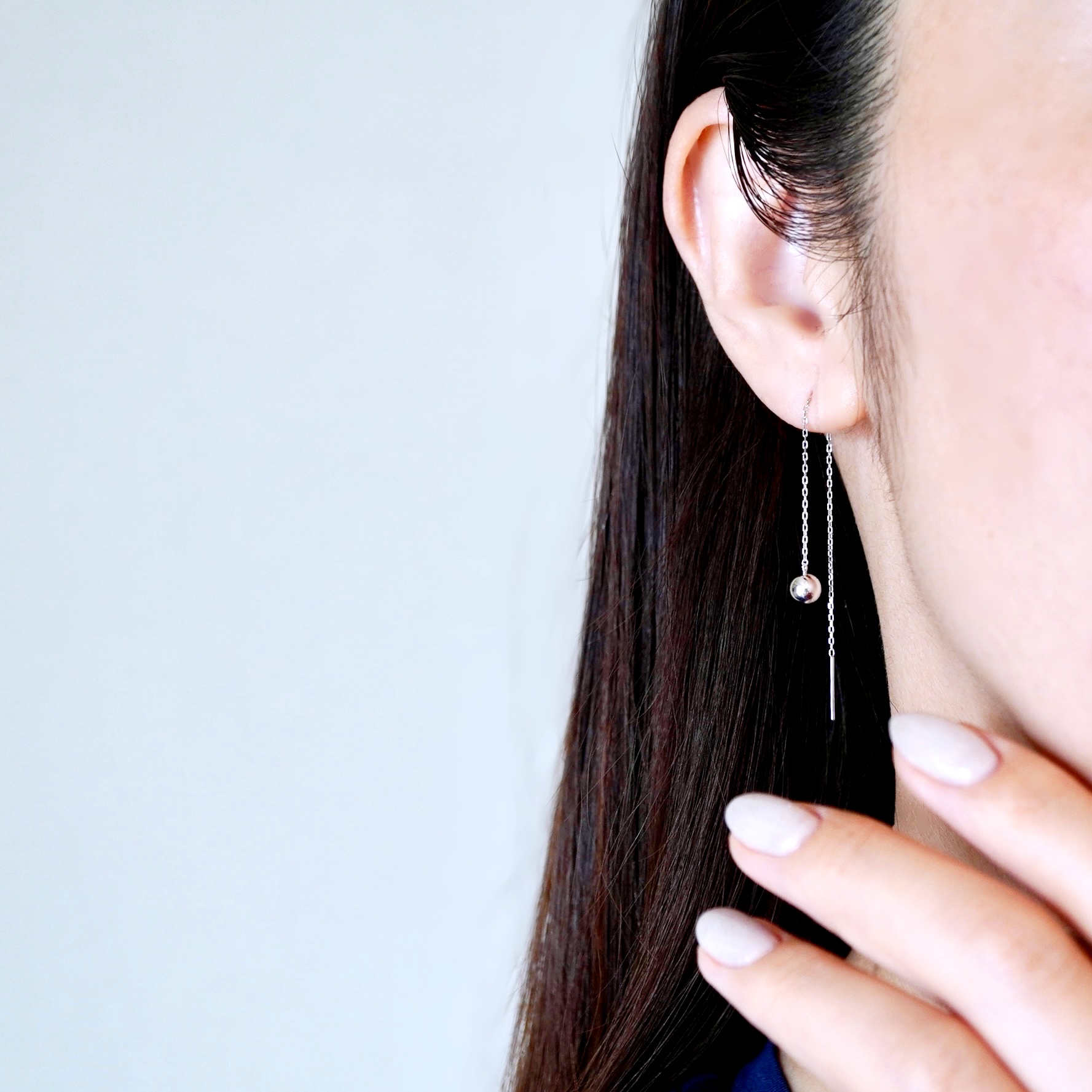 K18WG(18金) ホワイトゴールド 地金 ボール チェーン ピアス シンプル  保証書付 KO-0073 242-033-b