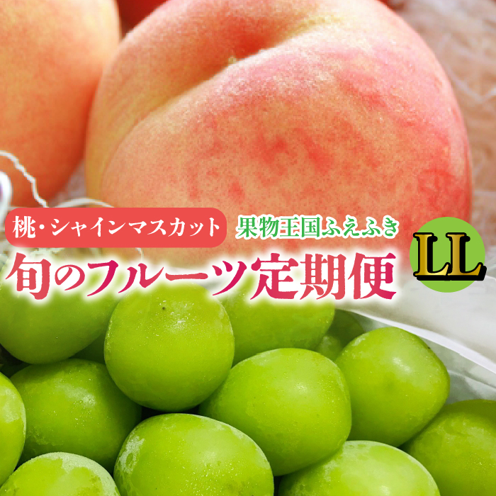 ふえふき旬のフルーツ定期便（桃・シャインマスカット）全2回【LL】 109-023