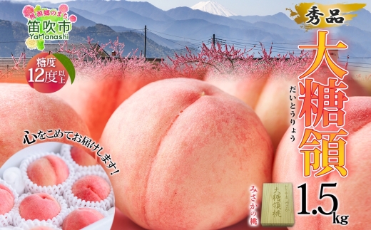 【2026年発送★先行予約】桃 秀品 1.5kg 大糖領 糖度12％以上※クール便配送 177-001