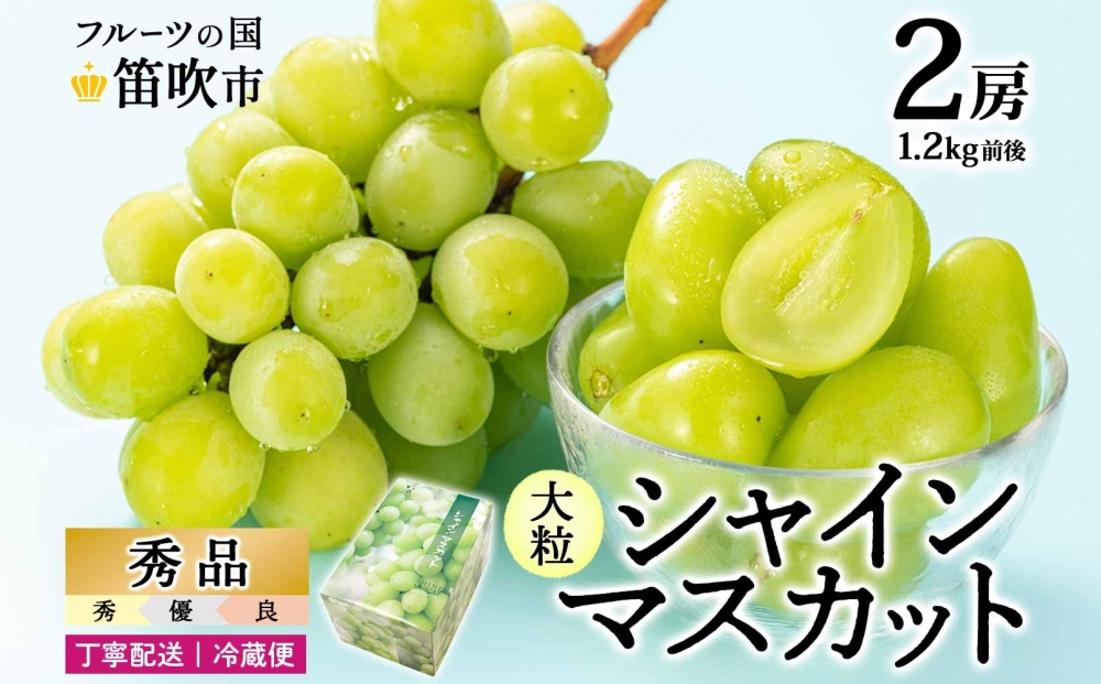 【2026年発送★先行予約】シャインマスカット 2房 1.2kg前後※クール便配送 177-009