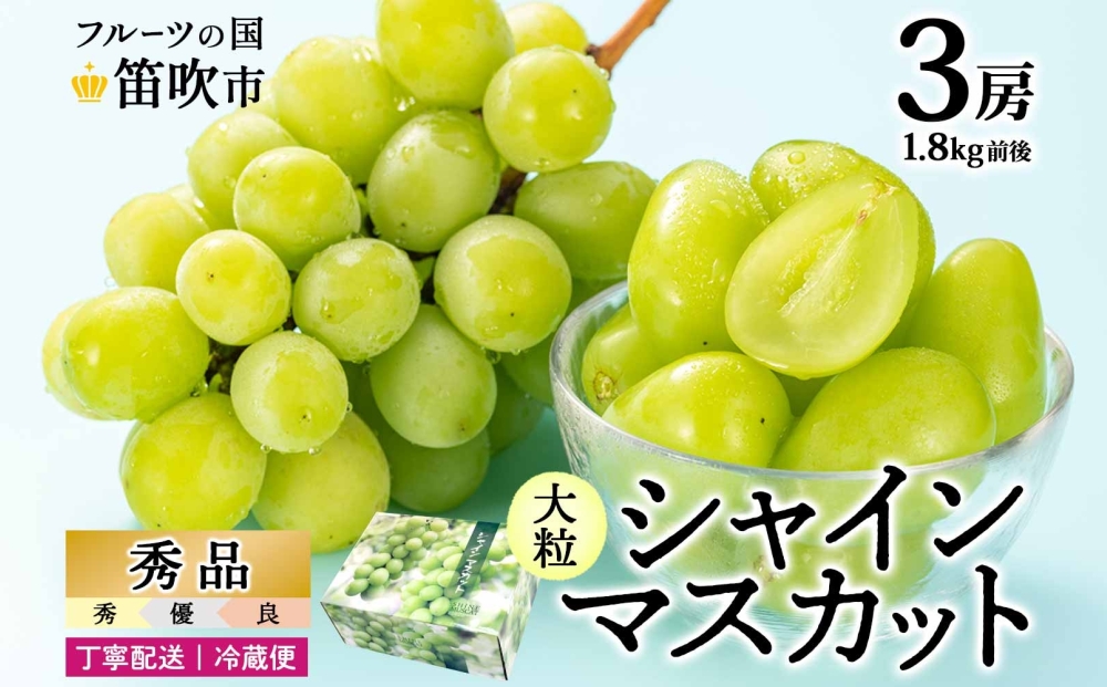 【2026年発送★先行予約】シャインマスカット 3房 1.8kg前後※クール便配送 177-010