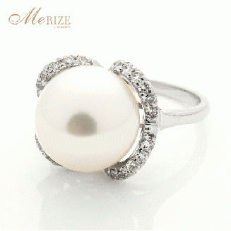 指輪 天然 真珠 大粒11mm ダイヤモンド SIクラス Agatheアガット【pt950】r-242（KRP）P14-1410