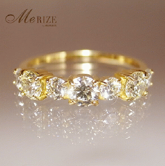 指輪 天然 ダイヤモンド 1.0ct ハーフ エタニティー SIクラス Germaineジェルメーヌ【K18YG】r-167（KRP）Q24-1410