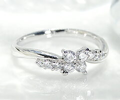 指輪 天然 ダイヤモンド 0.3ct 10石 フラワー SIクラス【pt950】r-135（KRP）M48-1410
