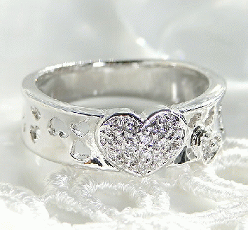 指輪 天然 ダイヤモンド 0.12ct ハート パヴェ SIクラス【pt950】r-150（KRP）N19-1410