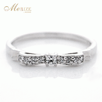 指輪 天然 ダイヤモンド 0.075ct リボン SIクラス【K18WG】r-244（KRP）G72-1410