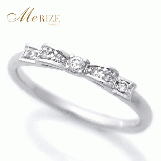 指輪 天然 ダイヤモンド 0.08ct リボン SIクラス【K18WG】r-246（KRP）G81-1410