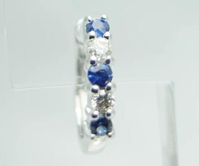 ピアス 天然 ダイヤモンド 0.08ct サファイア 0.14ct フープ SIクラス【K18WG】 P-03 （KRP）G66-1411