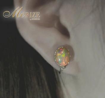 イヤリング 天然 オパール 2.0ct ペア "Pascale"【K18WG】 P-124 （KRP）M5-1412