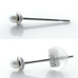 ピアス 天然 ベビー パール ペア ミル打ち スタッド ダブルロックキャッチ【K10WG】P-128（KRP）D-1412