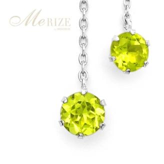 ピアス 天然 ペリドット 4.0mm ペア スタッド チェーン ブラタイプ ダブルロックキャッチ グリーン【pt900】P-138（KRP）E6-1412