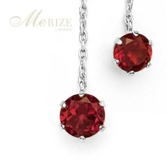 ピアス 天然 ロードライトガーネット 4.0mm ペア スタッド チェーン ブラタイプ ダブルロックキャッチ レッド【pt900】P-139（KRP）E6-1413