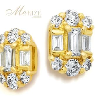 ピアス 天然 ダイヤモンド 0.4ct ペア パヴェ ゴールド スタッド バケットカット ダブルロックキャッチ 【K18YG】P-135（KRP）M3-1411