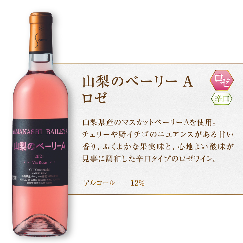 蒼龍葡萄酒が贈る『山梨のベーリーA』赤ロゼ2本セット（MG）B13-652