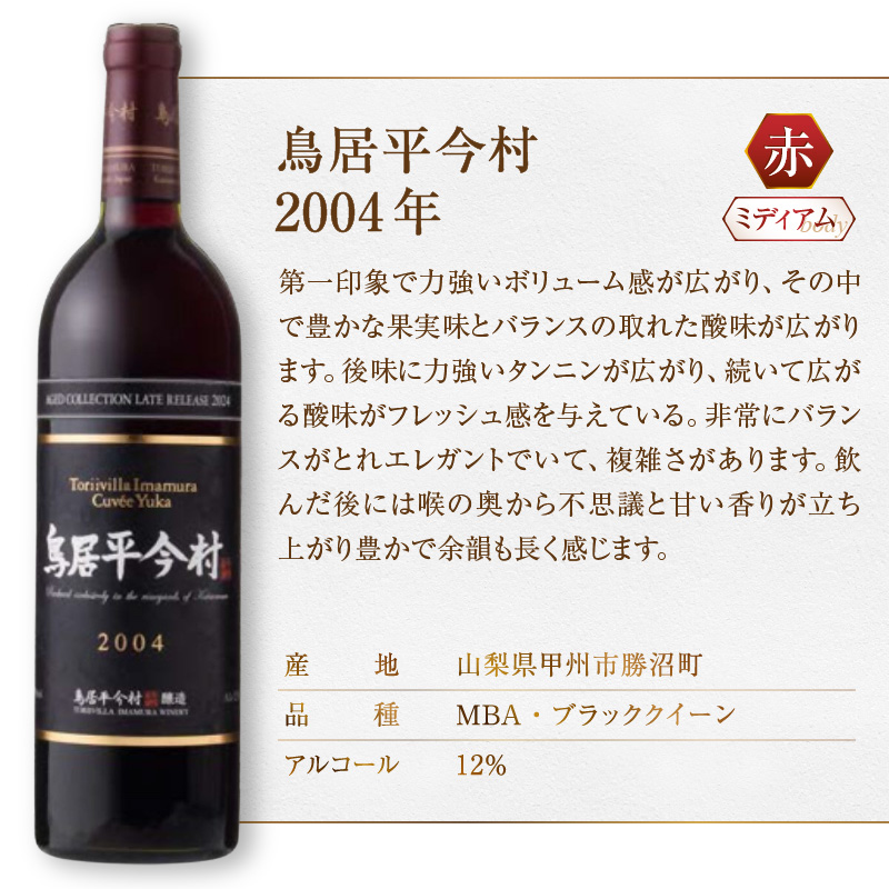 鳥居平今村 Cuvee Yuka Rouge 2004年（MG）D-660
