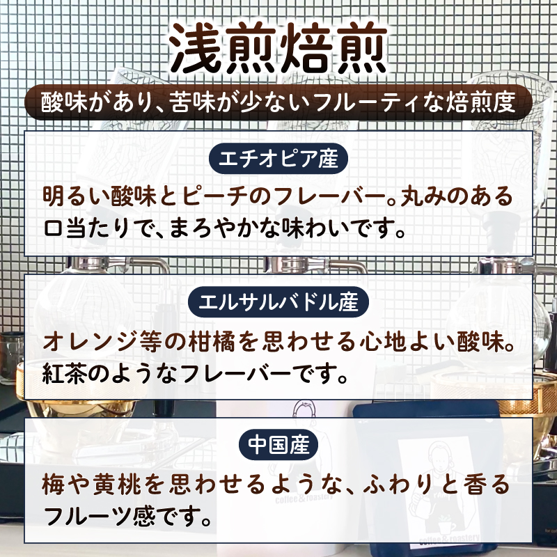 【ramp】浅煎焙煎 コーヒー豆 3種類 各100g 計300g（MG）B15-1560