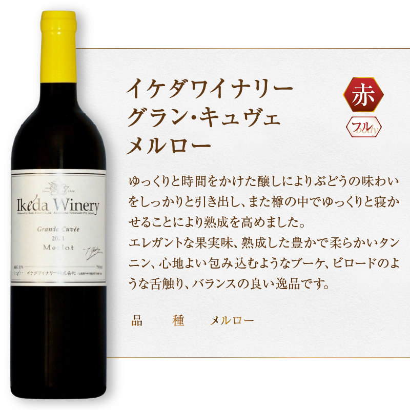 イケダワイナリー 2本セット【グラン・キュヴェ メルロー / セレクト白】（MG）C-1670