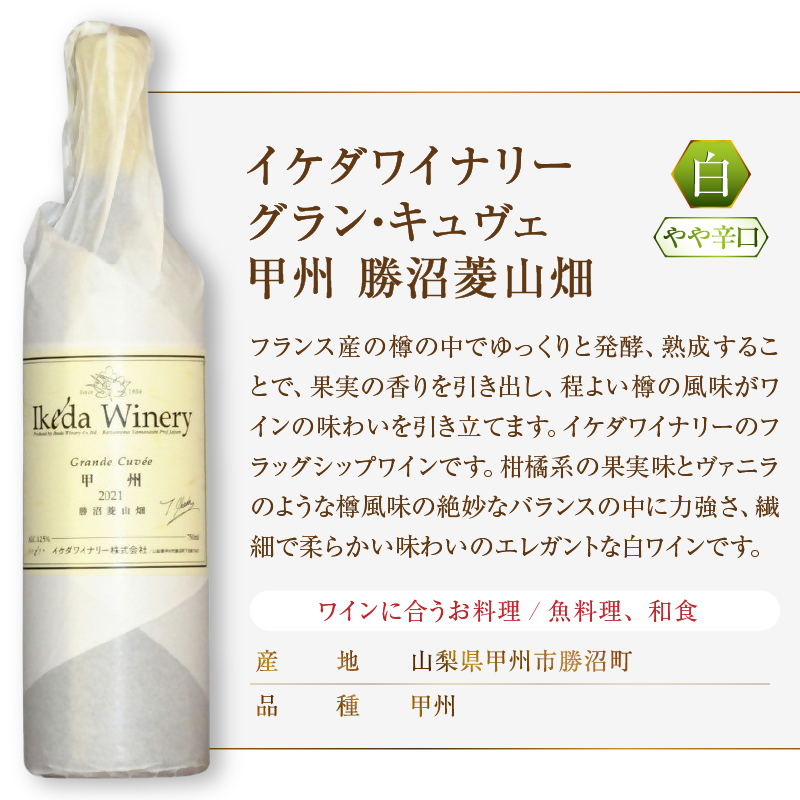 イケダワイナリー【グラン・キュヴェ 甲州／甲州エクセレント】2本セット（MG）B19-492