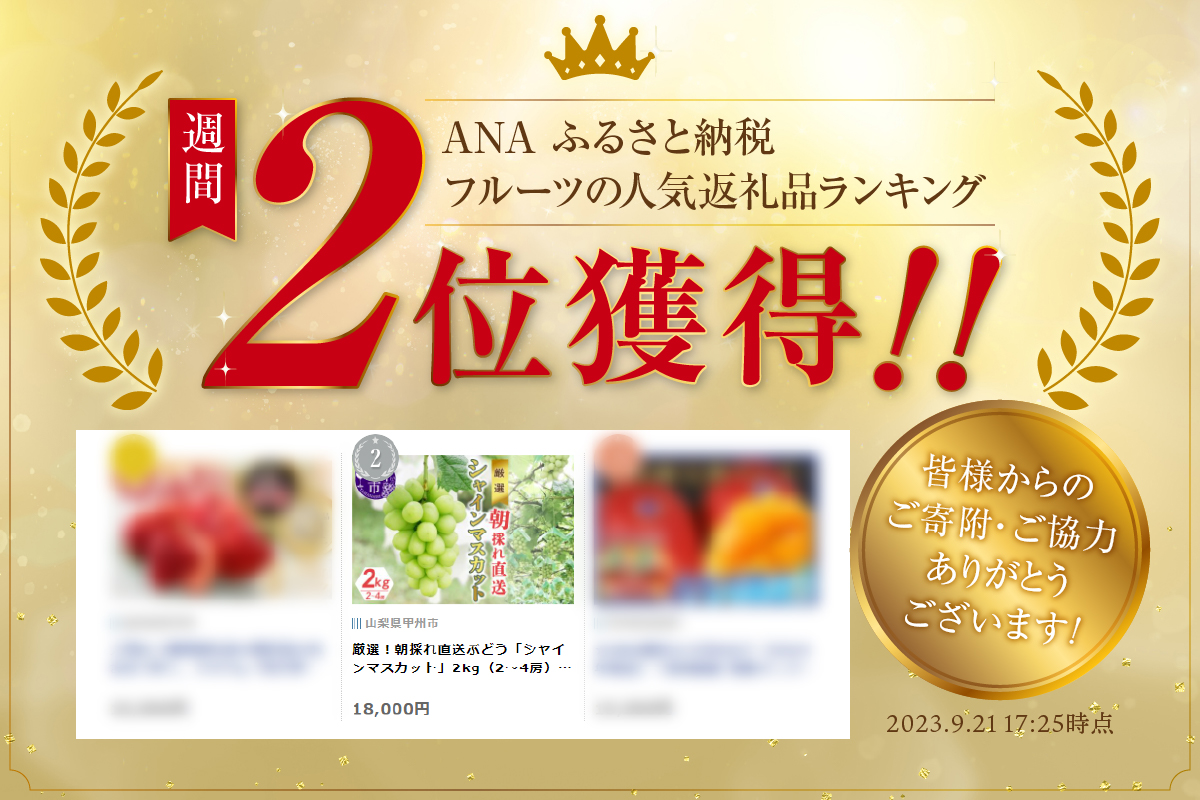 厳選！産地直送ぶどう「シャインマスカット」2kg以上（2～4房）【2025年発送】（KKH）B18-430