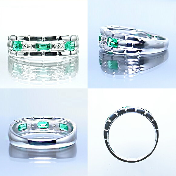 指輪 天然 ジェムクオリティエメラルド0.3ct 天然ダイヤ 0.02ct SIクラス Jeanne ジャンヌ【プラチナ950】r-173（KRP）N27-1411