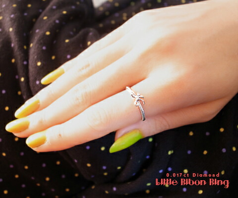 指輪 天然 ダイヤ 2粒 リボン【K10YG】r-25（KRP）H7-1410