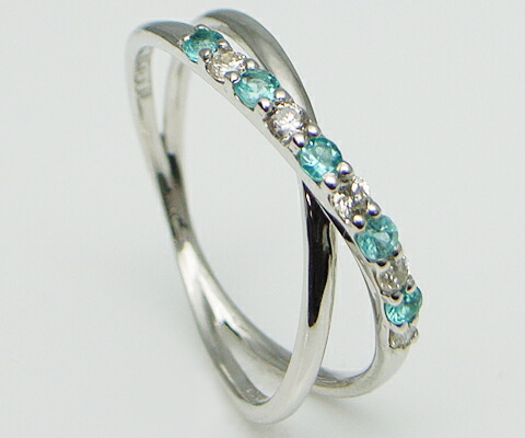 指輪 天然 ダイヤモンド 0.1ct SIクラス パライバトルマリン 0.09ct【プラチナ950】r-14（KRP）M27-1410