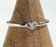 指輪 天然 ダイヤモンド 小指 ミル打ち ハート SIクラス【K18WG】r-122（KRP）G05-1410