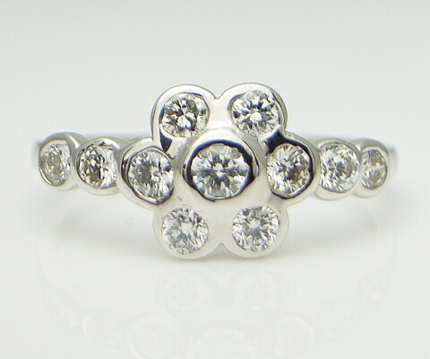 指輪 天然 ダイヤモンド 0.5ct SIクラス フラワー【K18WG】r-13（KRP）N51-1412