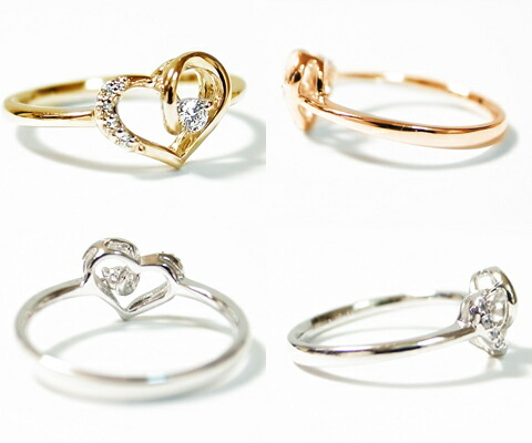 指輪 天然 ダイヤモンド ゴールド ハート SIクラス【K10WG】r-26（KRP）G23-1410