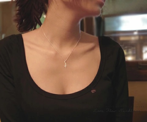 ネックレス 天然 ダイヤ 一粒 シンプル LOVE FLOW SIクラス【K18WG】n-05（KRP）G84-1412