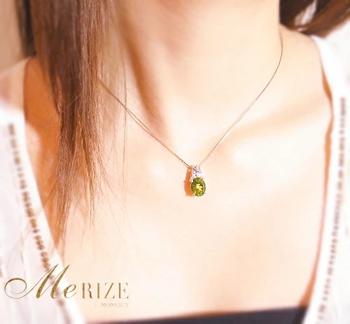 ネックレス 天然 ペリドット 2.5ct 大粒 ダイヤモンド SIクラス【K18WG】n-102（KRP）M53-1411