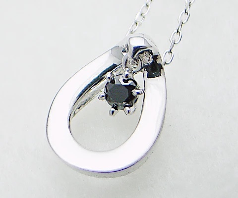 ネックレス ブラックダイヤモンド シンプル【K18WG】n-11（KRP）G51-1410