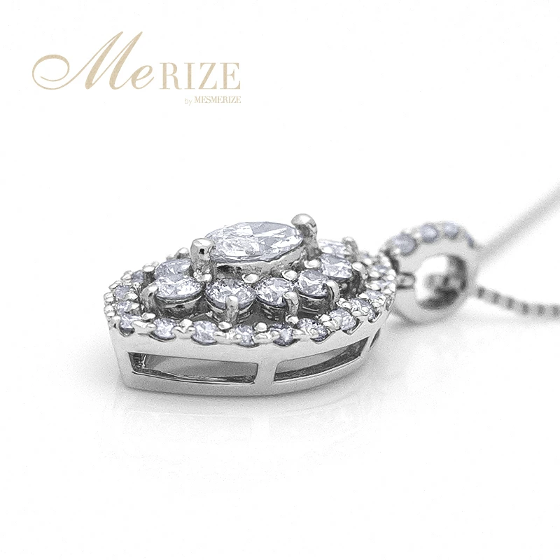 ネックレス 天然 ダイヤモンド 0.5ct 大粒 マーキスカット パヴェ ペンダント SIクラス n-160【pt900】（KRP）N6-1413