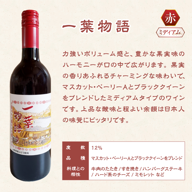 一葉物語・赤ワイン750ml 1本（EZS）A07-726