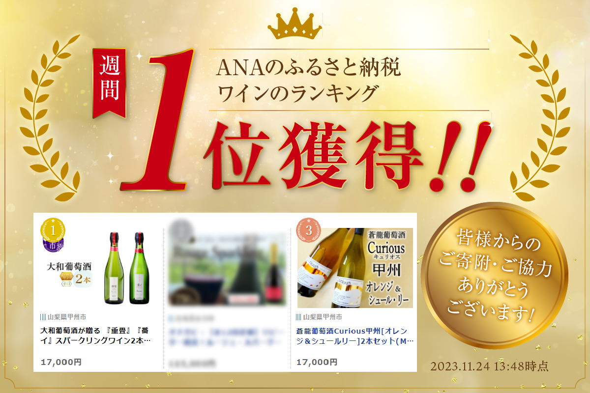 大和葡萄酒が贈る 『重畳』『番イ』スパークリングワイン2本セット（MG） B15-733