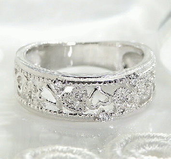 指輪 天然 ダイヤモンド 0.11ct SIクラス ミル打ち 透かし【pt950】r-148（KRP）N01-1410