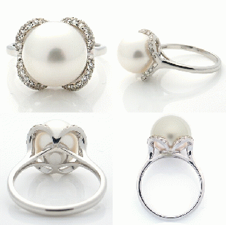 指輪 天然 真珠 大粒11mm ダイヤモンド SIクラス Agatheアガット【pt950】r-242（KRP）P14-1410