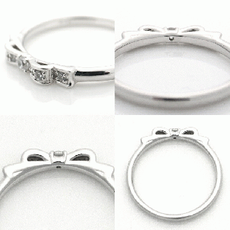 指輪 天然 ダイヤモンド 0.08ct リボン SIクラス【K18WG】r-246（KRP）G81-1410