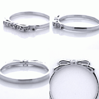 指輪 天然 ダイヤモンド 0.075ct リボン SIクラス【K18WG】r-244（KRP）G72-1410