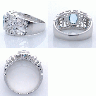 指輪 天然 アクアマリン 0.7ct 大粒 透かし柄 SIクラス【K18WG】MartineマルチーヌII r-251（KRP）O4-1410