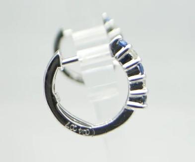 ピアス 天然 ダイヤモンド 0.08ct サファイア 0.14ct フープ SIクラス【K18WG】 P-03 （KRP）G66-1411