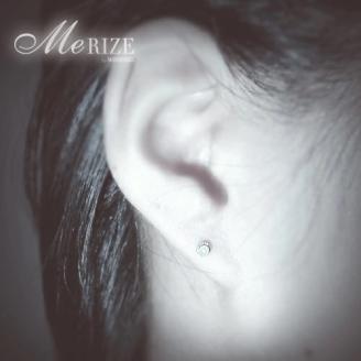 ピアス 天然 ベビー パール ペア ミル打ち スタッド ダブルロックキャッチ【K10WG】P-128（KRP）D-1412