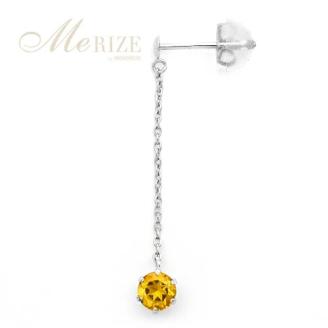 ピアス 天然 シトリン 4.0mm ペア スタッド チェーン ブラタイプ ダブルロックキャッチ イエロー【pt900】P-137（KRP）E6-1411