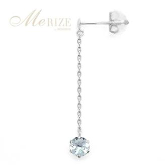 ピアス 天然 アクアマリン 4.0mm ペア スタッド チェーン ブラタイプ ダブルロックキャッチ 水色【pt900】P-141（KRP）E6-1415