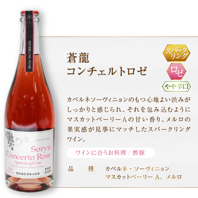 スパークリングワイン　マディルージュと蒼龍コンチェルトロゼ２本セット(MG)B2-667