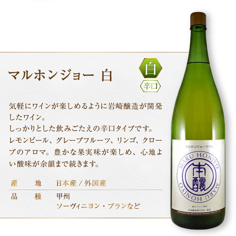 ホンジョーワイン一升瓶赤白2本セット  (MG) B15-734